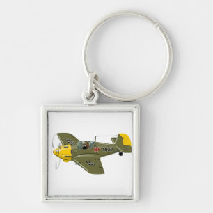 Porte-clés Avion de chasseur rétro-dessiné