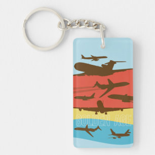 Porte-clés avion de ligne style milieu de siècle d