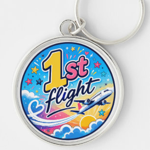 Porte-clés Avion de souvenir de 1er vol coloré