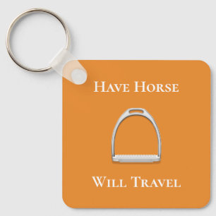 Porte-clés "Avoir Cheval Voyage" Fer d'Eau Orange