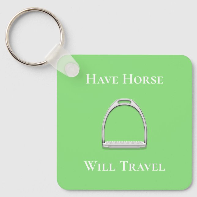 Porte-clés "Avoir Cheval Voyage" Stirrup Fer Lime Vert (Recto)
