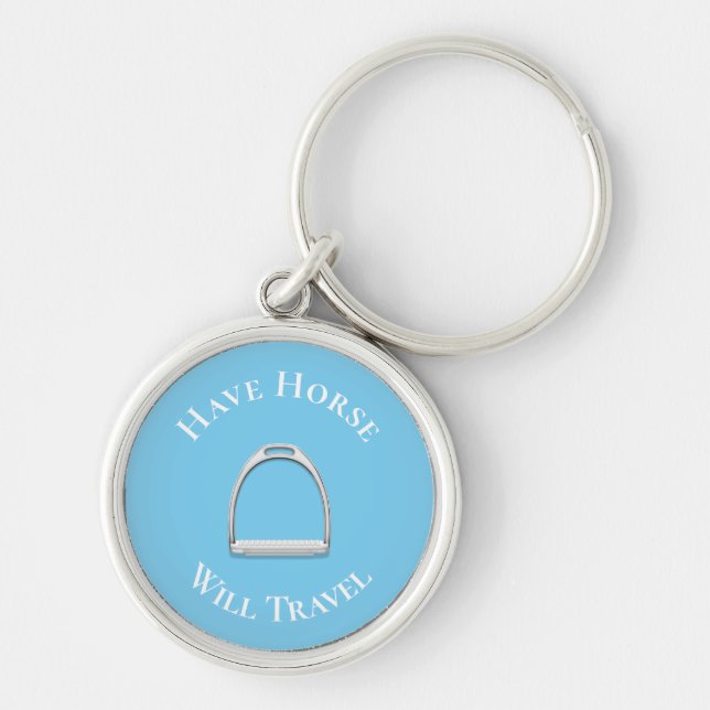 Porte-clés "Avoir le cheval va voyager" Français Stirrup Blue (Devant)