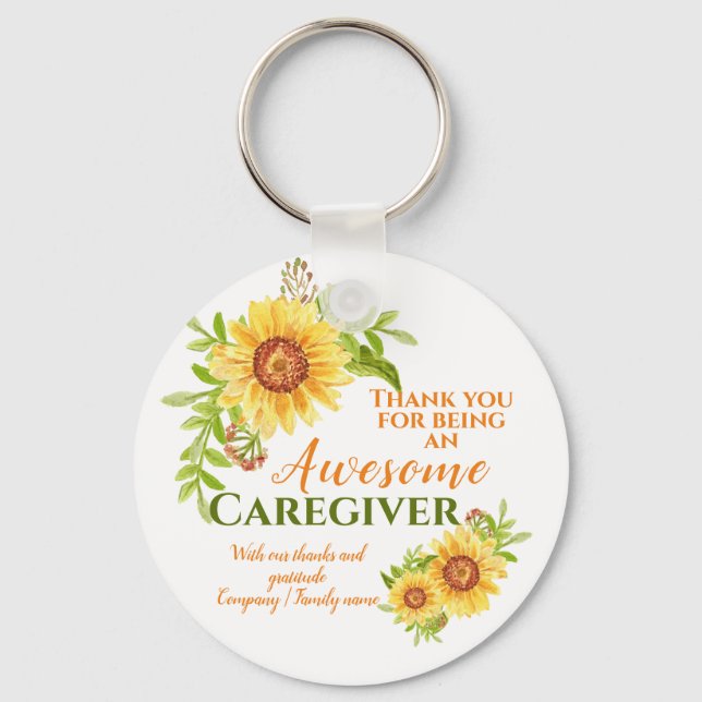 Porte-clés Awesome aidant Floral Sunflower Appréciation (Recto)