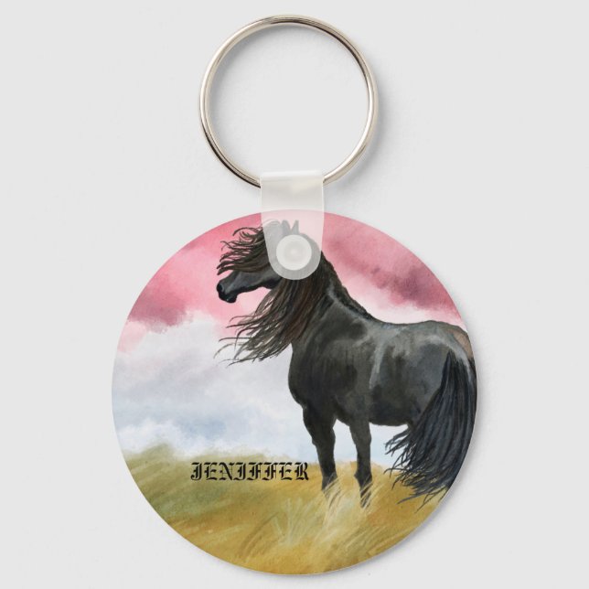 Porte-clés Awesome Horse aquarelle ornement (Recto)