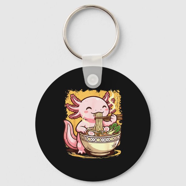 Porte-clés Axolotl Eating Ramen Noodles  (Recto)