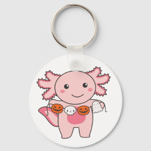 Porte-clés Axolotl Happy Halloween Citrouille Chat Costume Ke