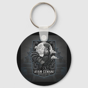 Porte-clés Ayam Cemani - Poule Noire Indonésie Indonésien A