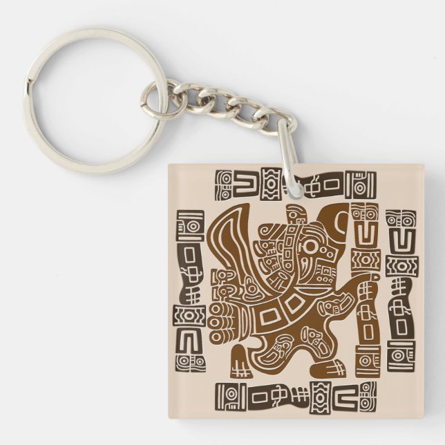 Porte-clés Aztec Eagle Guerrier Tribal Art antique (Devant)