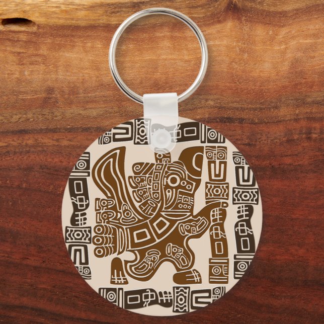 Porte-clés Aztec Eagle Guerrier Tribal Art antique (Recto)