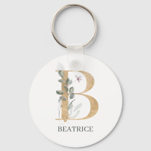 Porte-clés B Monogramme Floral Personnalisé