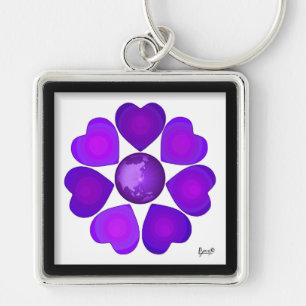 Porte-clés B&W Purple Hearts Beating