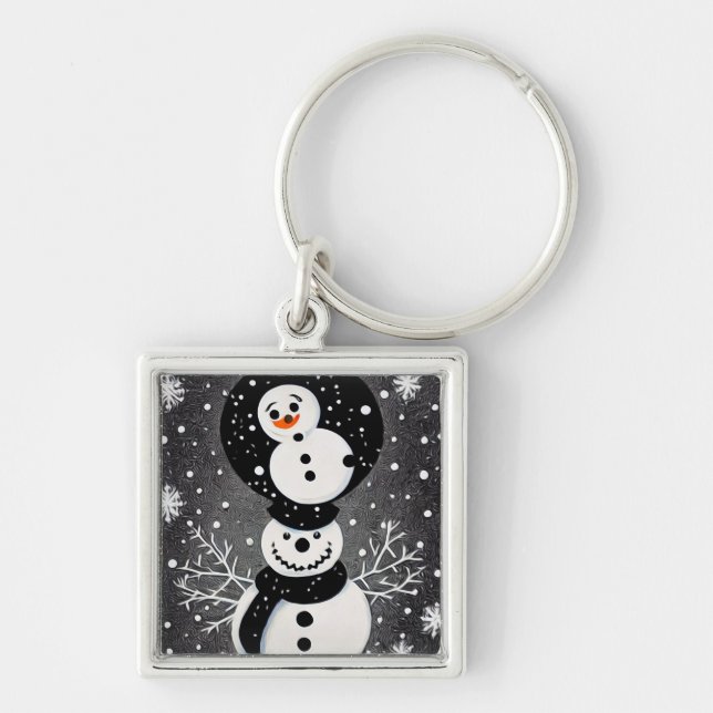 Porte-clés B&W Snowman Balancing Act (Devant)