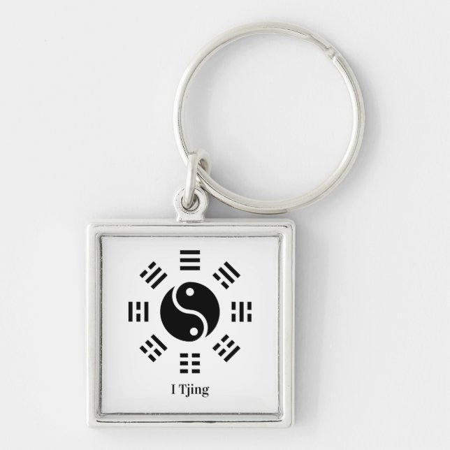 Porte-clés Ba Gua, huit trigrammes, Yin yang personnalisable (Devant)