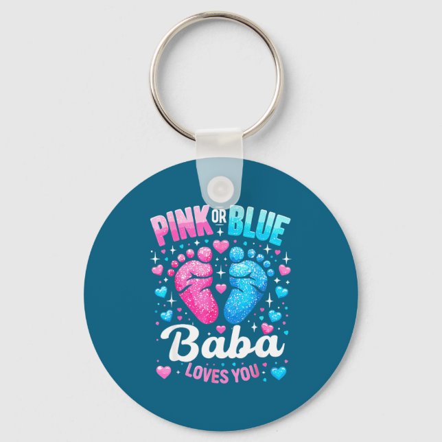 Porte-clés Baba rose ou bleu adore la fête de révélation du s (Recto)