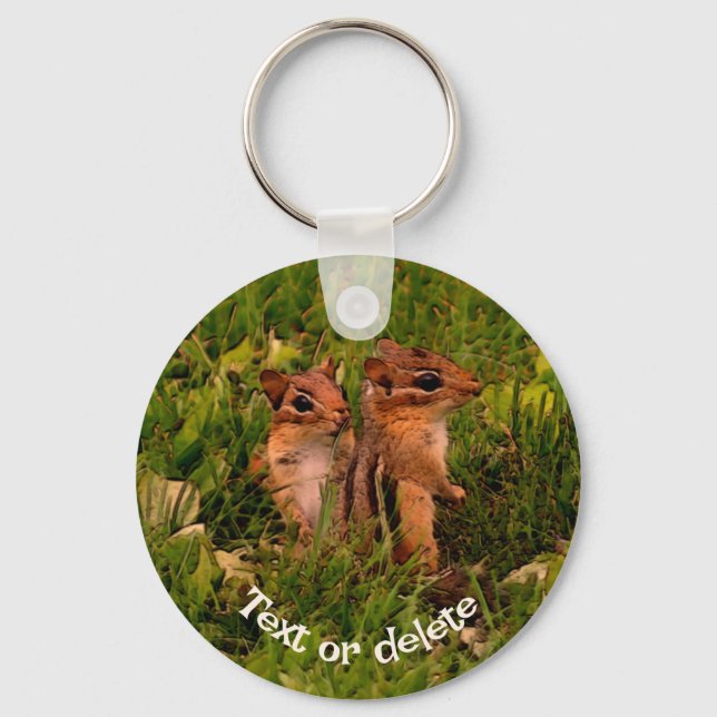 Porte-clés Baby Chipmunks Animal Art Personnalisé (Recto)