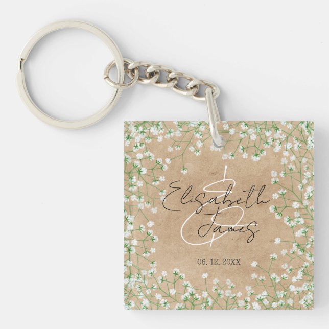 Porte-clés Baby Respire Aquarelle Florale Rustique Boho Maria (Devant)