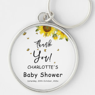 Porte-clés Baby Shower aquarelle tournesols et papillons