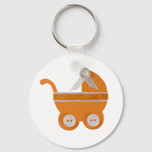 Porte-clés Baby shower chariot orange