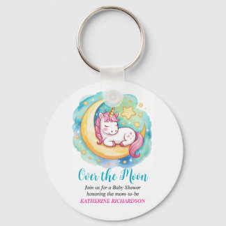 Porte-clés Baby Shower Dans la Lune – Licorne Endormie