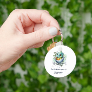Porte-clés Baby shower Feuille Dinosaur Oeuf Cute Aquarelle