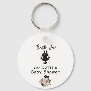 Porte-clés Baby Shower Mignon Chat Noir et Livre