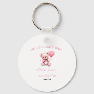 Porte-clés Baby Shower Ours en peluche rose