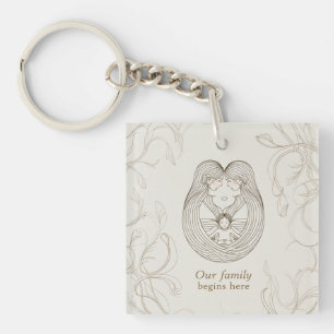 Porte-clés Baby shower pour deux mamans