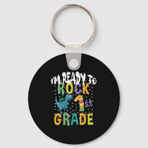 Porte-clés Back to School I'm Ready To Rock 1st Grade Dino