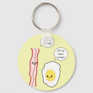 Porte-clés Bacon mignon et caricature d'oeufs