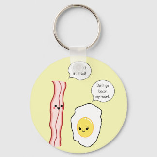 Porte-clés Bacon mignon et caricature d'oeufs