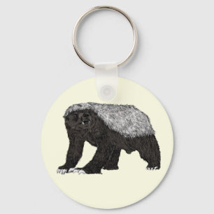 Porte-clés Badass Honey Badger Fearless Attitude Animal Art