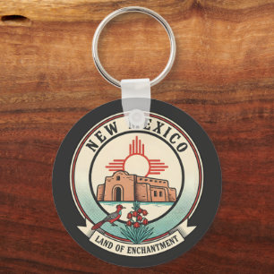 Porte-clés Badge Rétro Nouveau-Mexique Terre d'Enchantement