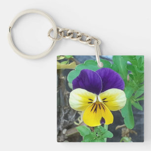 Porte-clés Bague à clé acrylique violet et jaune