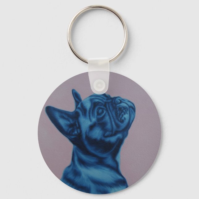 Porte-clés Bague à clé bleue française (Recto)