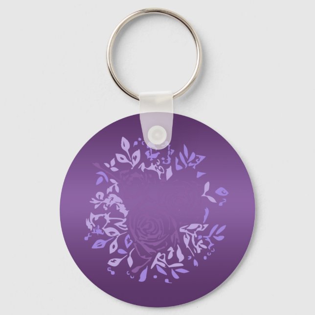 Porte-clés Bague à clé ronde violette Rose (Recto)