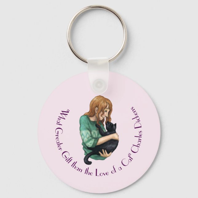 Porte-clés Bague à touches "L'amour d'un chat" (Recto)