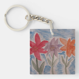 Porte-clés Bague de clé acrylique des fleurs de lys