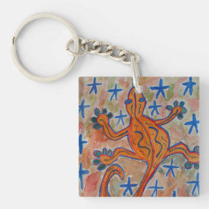 Porte-clés Bague De Clé Acrylique Gecko Orange