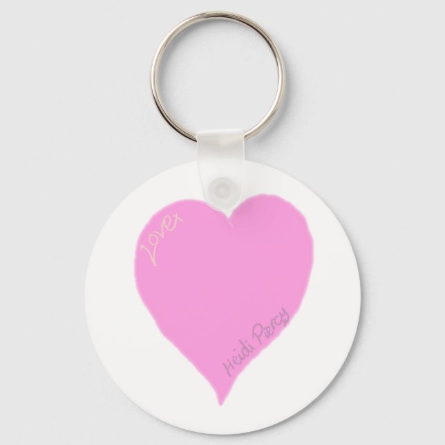 Porte-clés Bague de clé de coeur d'amour rose (Recto)
