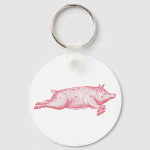 Porte-clés Bague de clé de porc rose