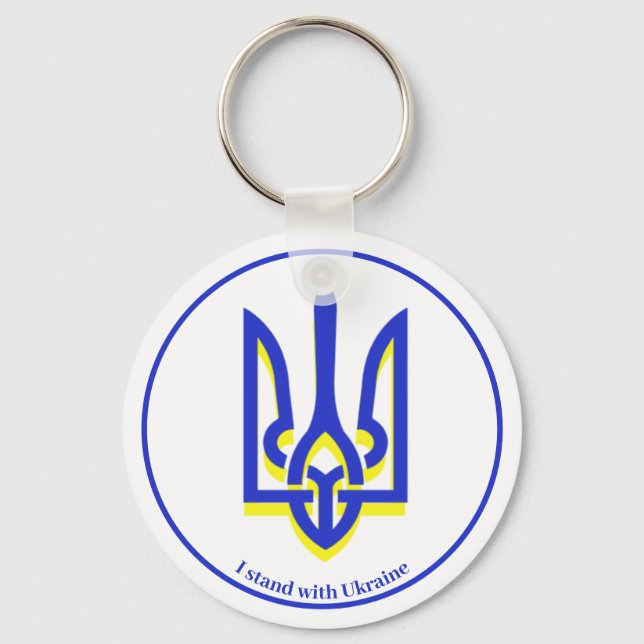 Porte-clés Bague de clé triangulaire jaune bleu Ukraine (Recto)