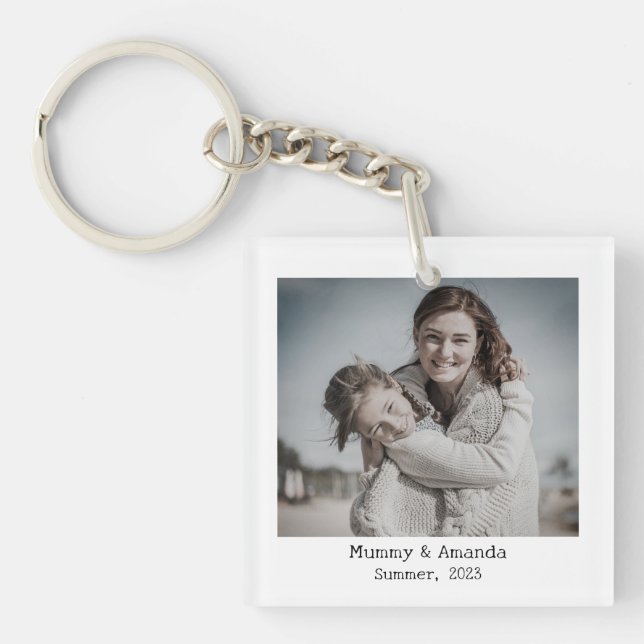 Porte-clés Bague de touche Collage photo et texte personnalis (Devant)