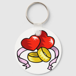 Porte-clés Bagues mariages sous le coeur