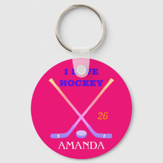 Porte-clés Baguettes de Hockey Personnalisées Cute Pastel Omb