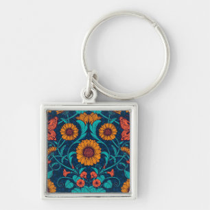 Porte-clés Baies Art Nouveau en bleu et jaune