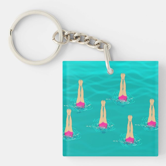 Porte-clés Baigneurs Artistiques Nageant Sous L'Eau (Devant)