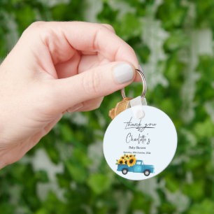 Porte-clés Bain de bébé camion à l'aquarelle avec tournesols