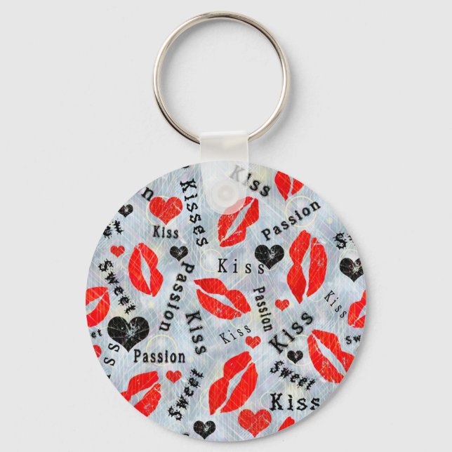 Porte-clés Baise, lèvres rouges. (Recto)