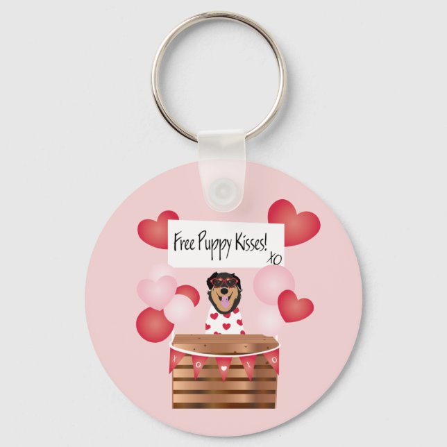 Porte-clés Baisers de chiot gratuit Valentine Chien Rouge (Recto)