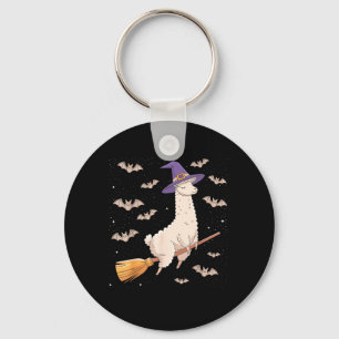 Porte-clés Balai de sorcière drôle Amoureux de lama Spooky